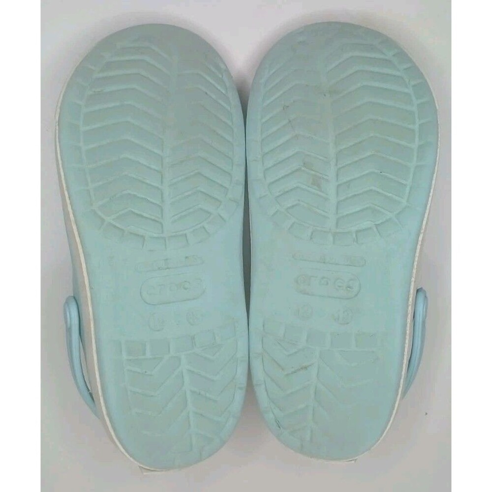 Crocs Kids Girls Sz C 12/13 Aqua Blue /Pink White w Charms Flowers Butterflies - Picture 14 of 16